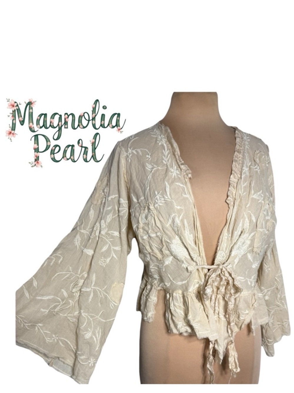 Magnolia Pearl “Lise Lotte” Style Piano Shawl Jacket OSFM JACKET 342 ANWHT RARE